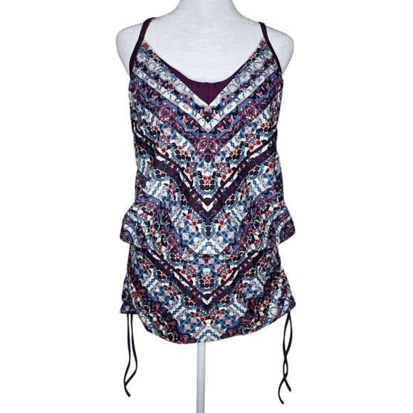 Athleta Marrakesh Side Scrunch Tankin Top Wild Bloom Size 36 B/C - Picture 1 of 11